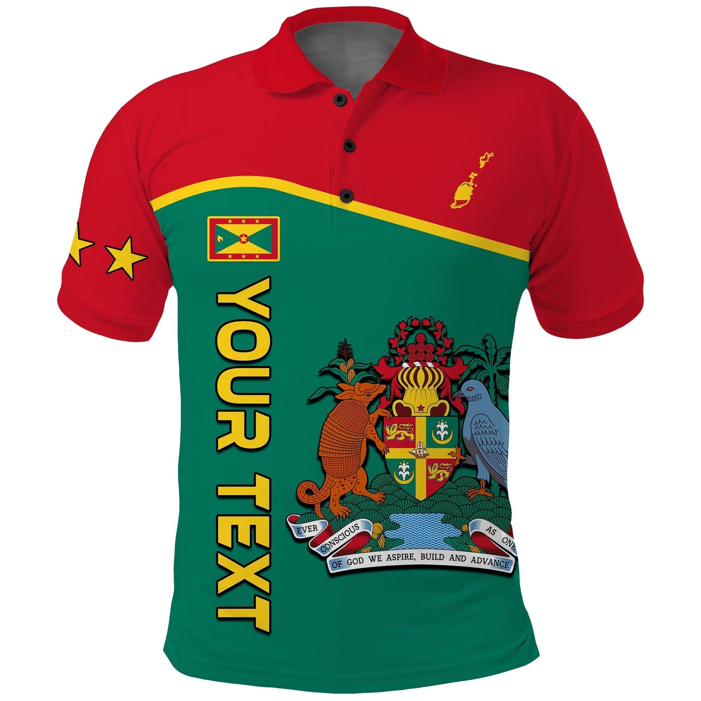 Custom Personalised Grenada Polo Shirt Coat Of Arms and Map Impressive