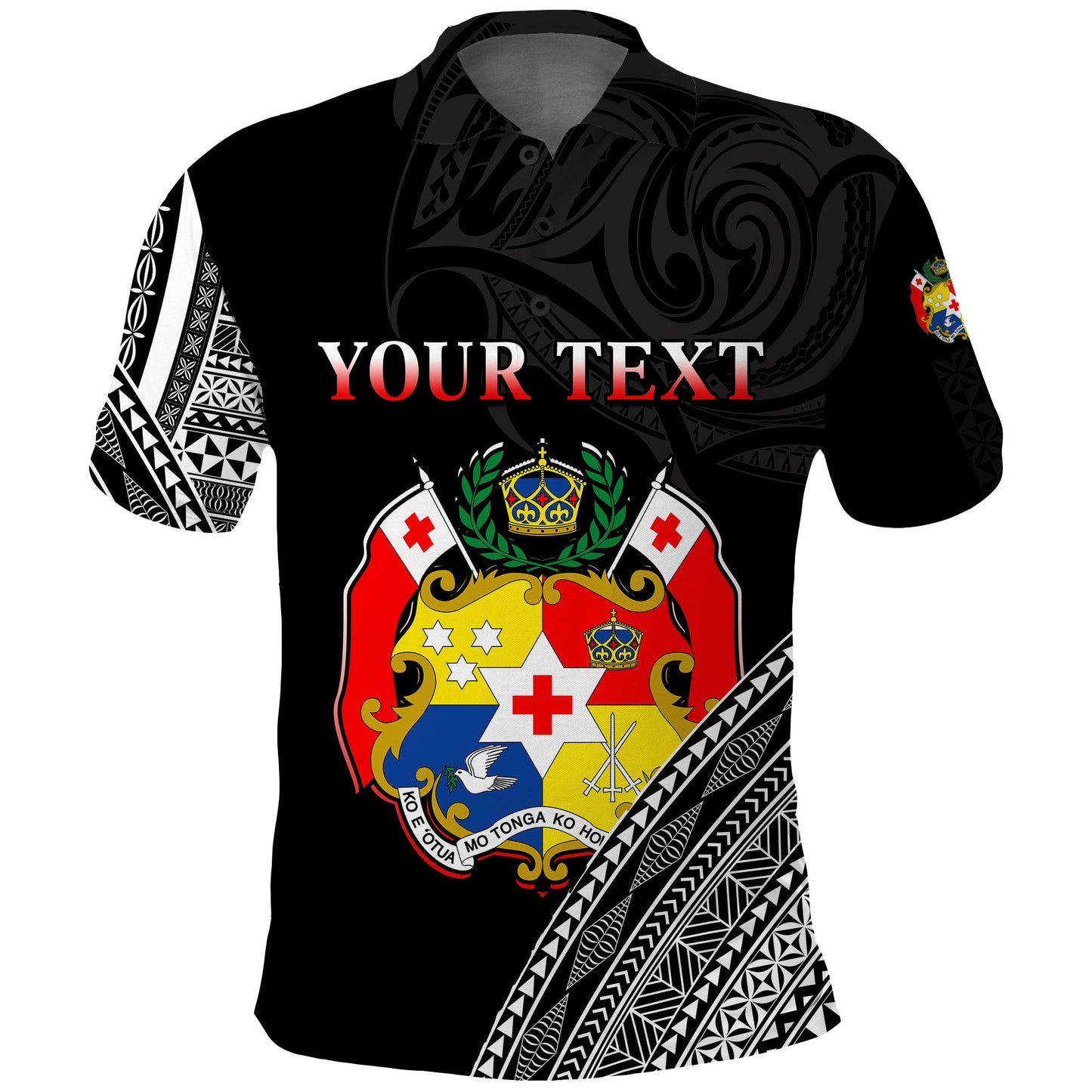 Custom Personalised Tonga Polo Shirt Tongan Pattern Blithesome Version Black