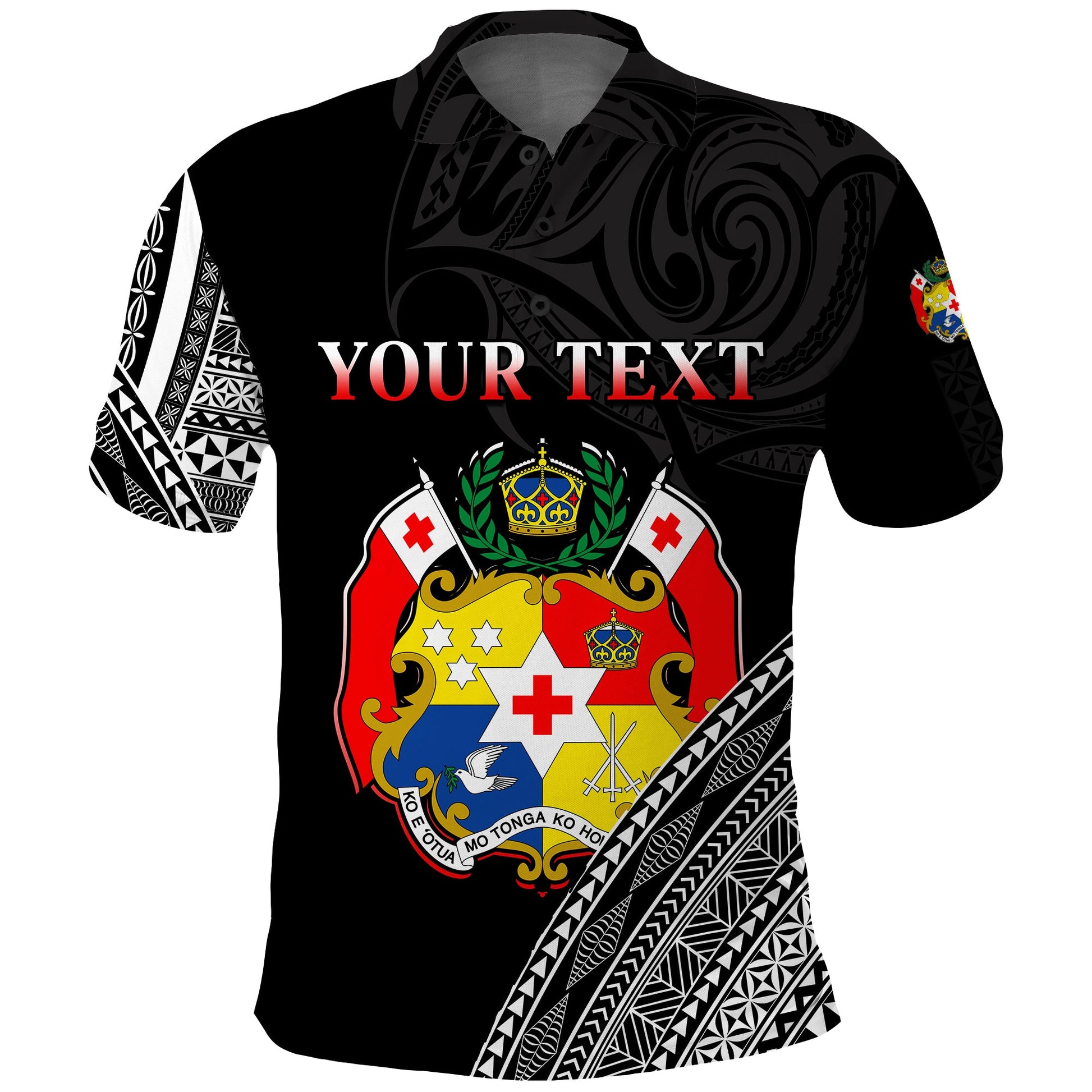 Custom Personalised Tonga Polo Shirt Tongan Pattern Blithesome Version Black