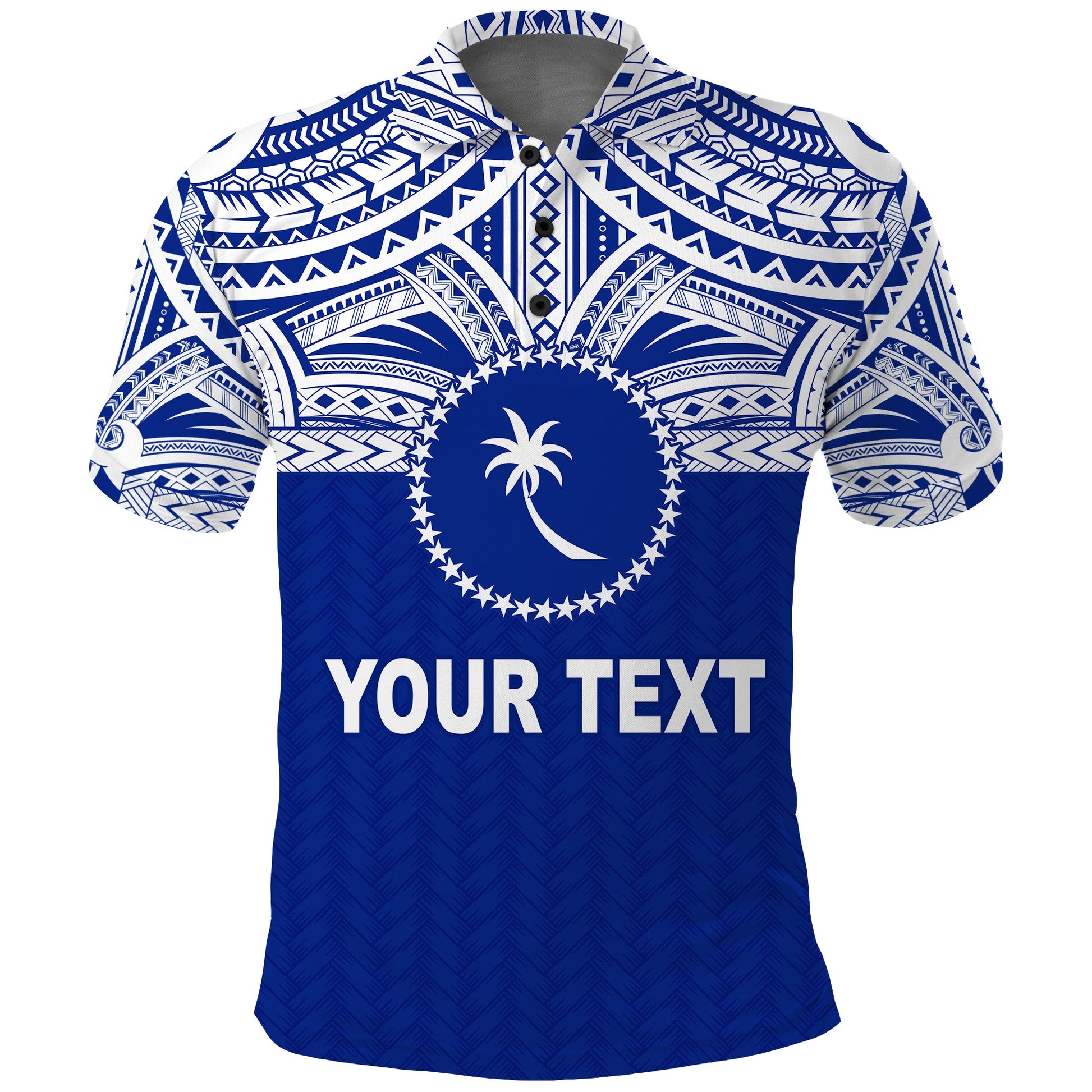Custom Personalised Chuuk Flag Polo Shirt Micronesia Style Blue