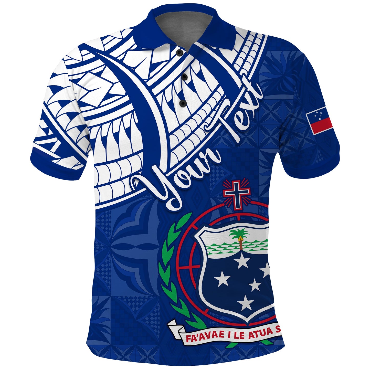 Custom Personalised Samoa Siapo Polo Shirt Sporty Mix Barkcloth Panel
