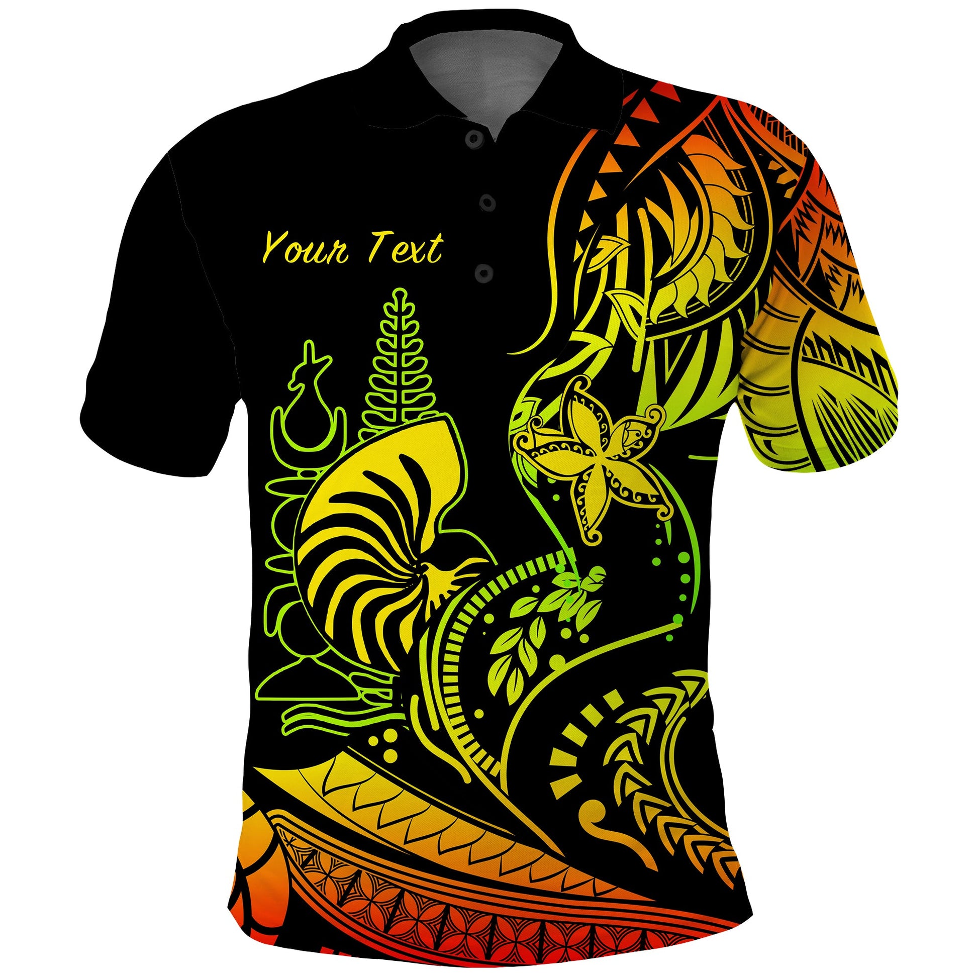 Custom Personalised New Caledonia Polo Shirt Emblem Nautilus Shell Version Reggae