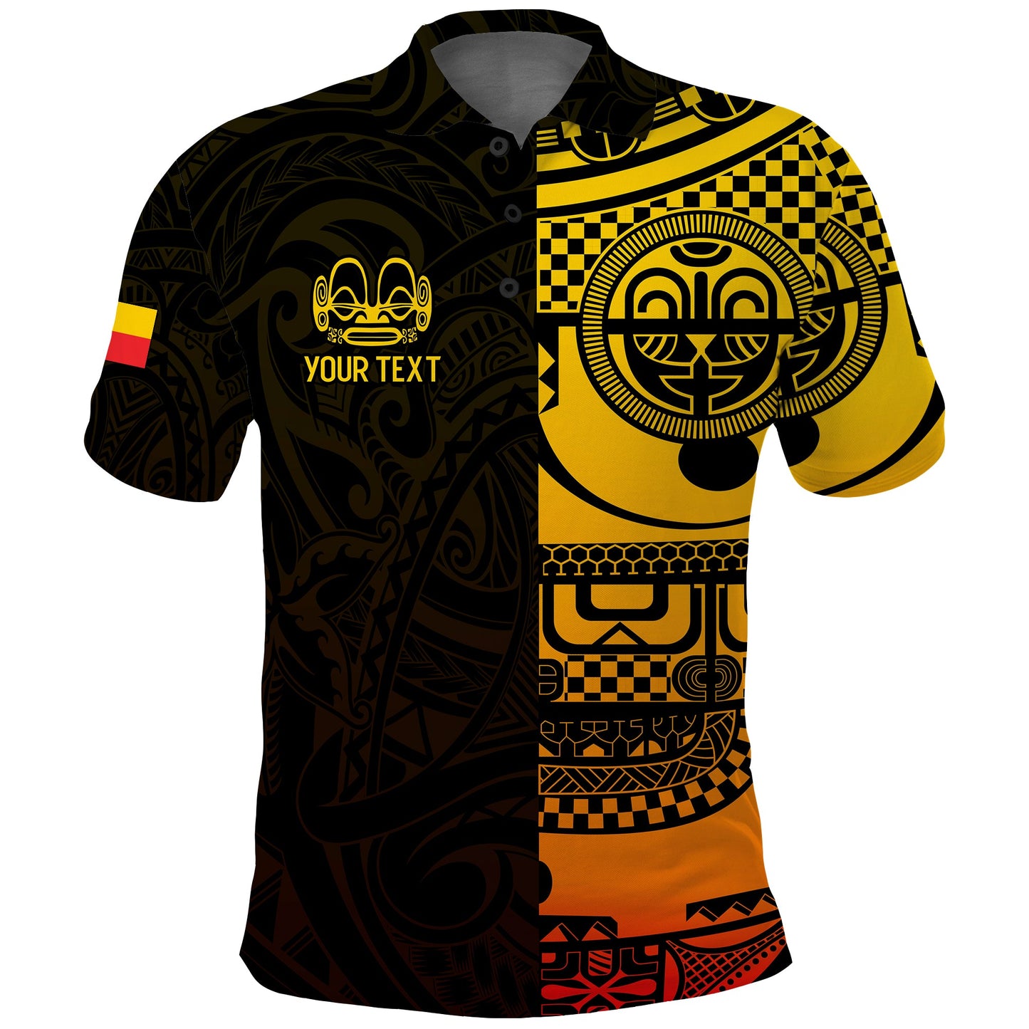 Custom Personalised Marquesas Islands Tiki Polo Shirt Gradient Marquesan Tattoo