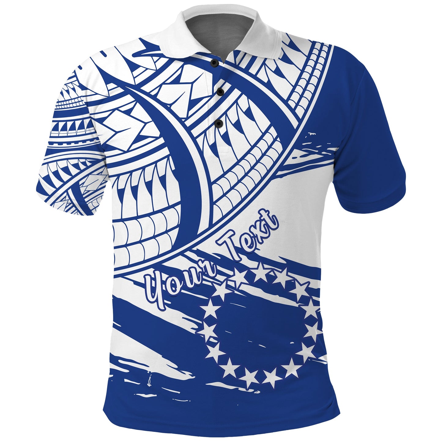 Cook Islands Custom Personalised Polo Shirt - Cook Islands Flag Style Blue With Claw Pattern