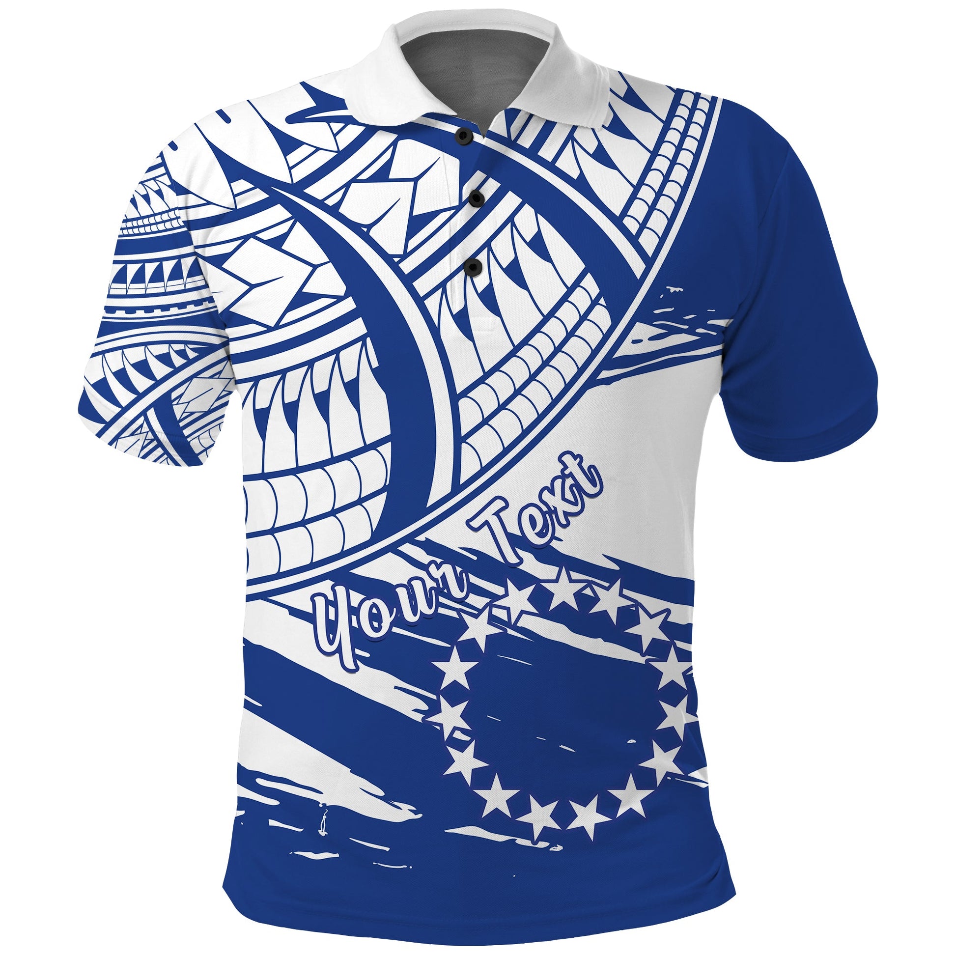Cook Islands Custom Personalised Polo Shirt - Cook Islands Flag Style Blue With Claw Pattern