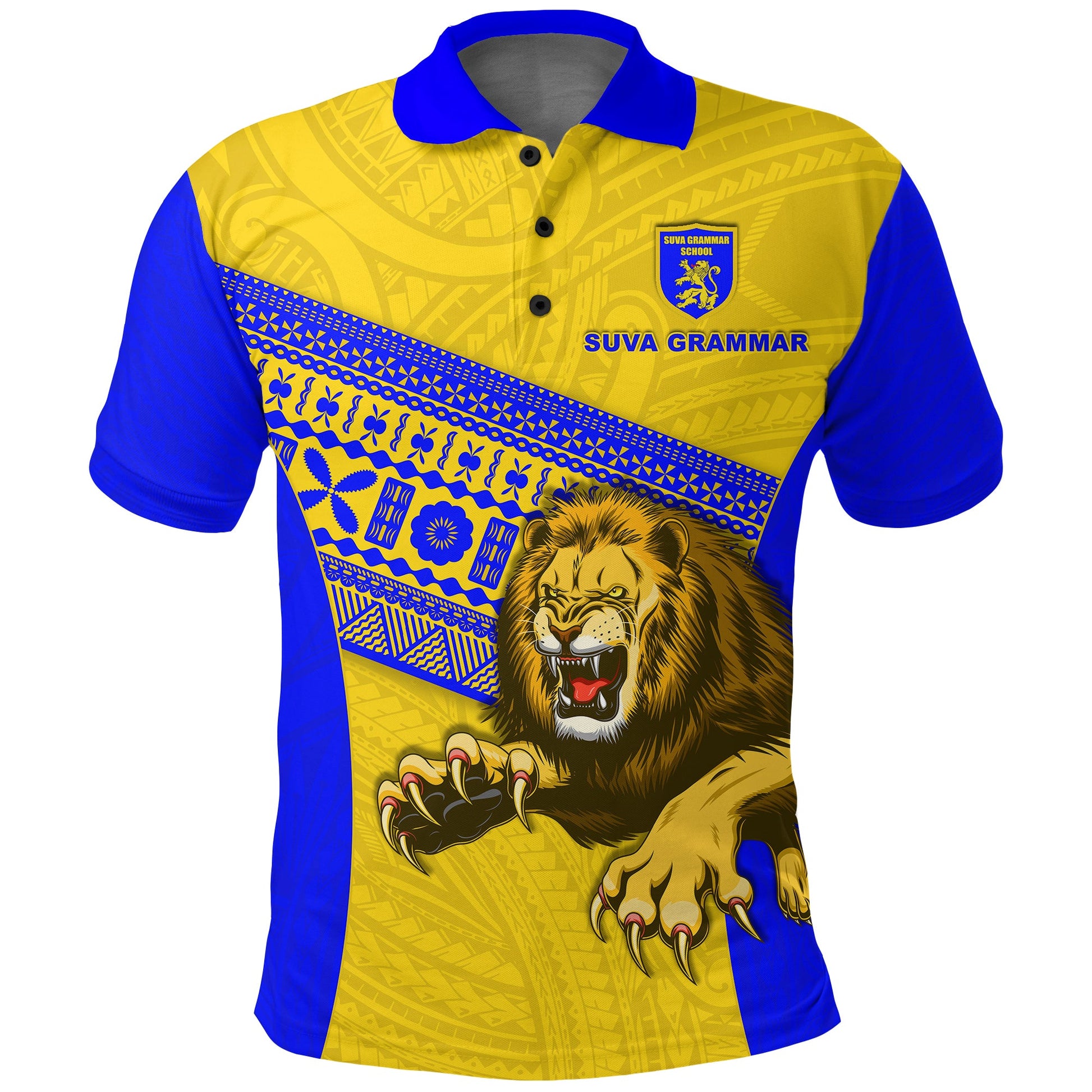 Suva Grammar Fashion Polo Shirt Fiji School Version Lion Blue