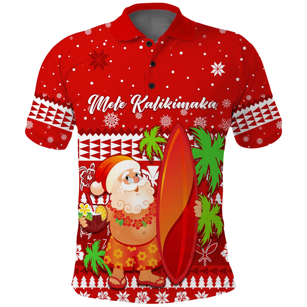 Mele Kalikimaka Polo Shirt Santa Claus Hawaii Christmas Unique