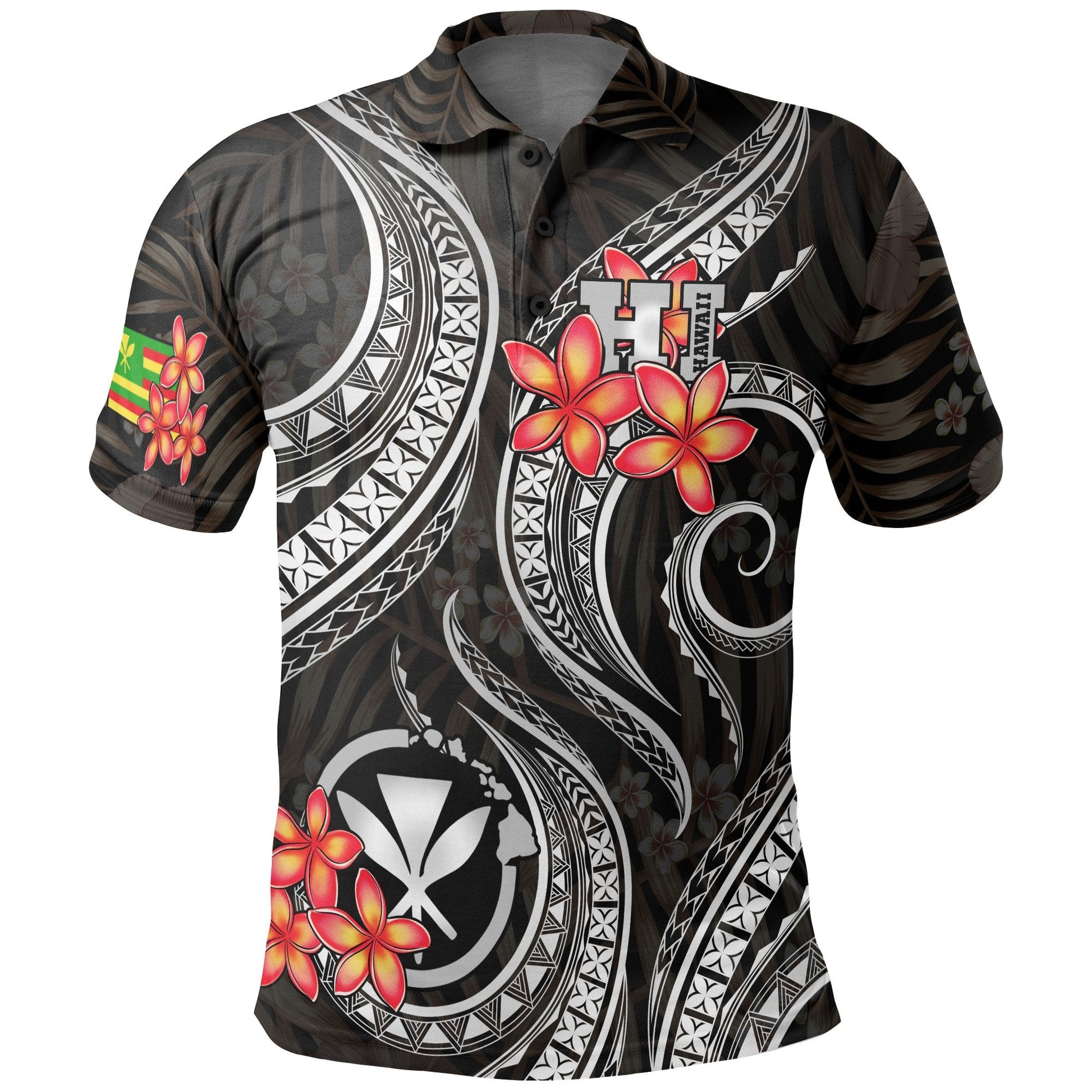 Polynesian Hawaii Polo Shirt - White Plumeria