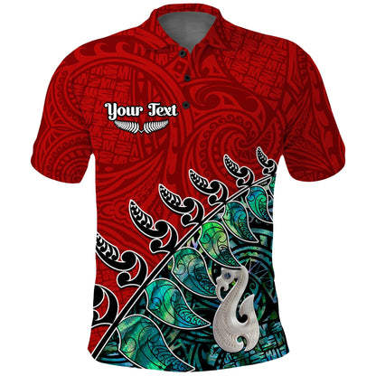 Custom Personalised New Zealand Maori Polo Shirt Fern and Manaia Version Red