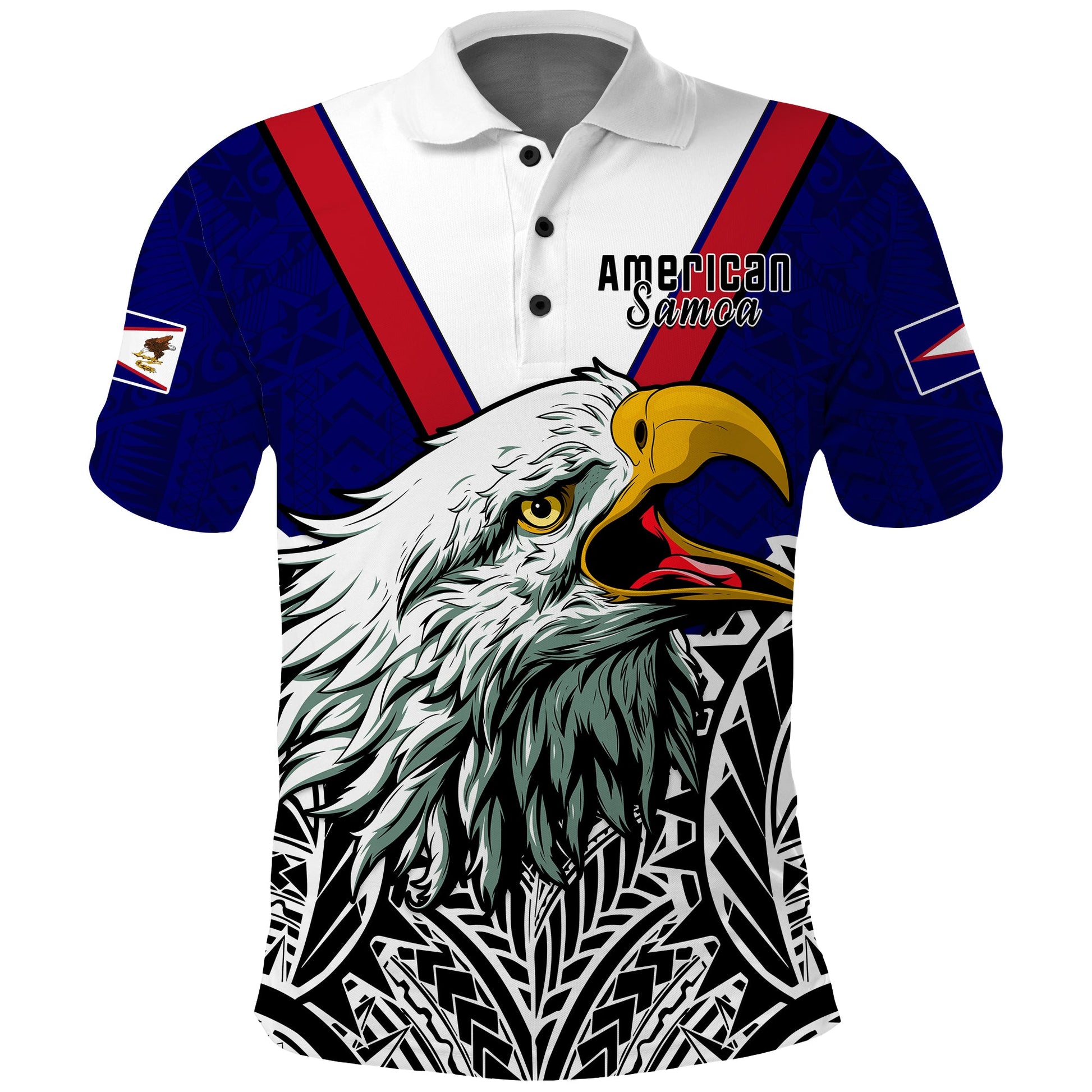 American Samoa Polo Shirt Bald Eagle Mix Polynesian