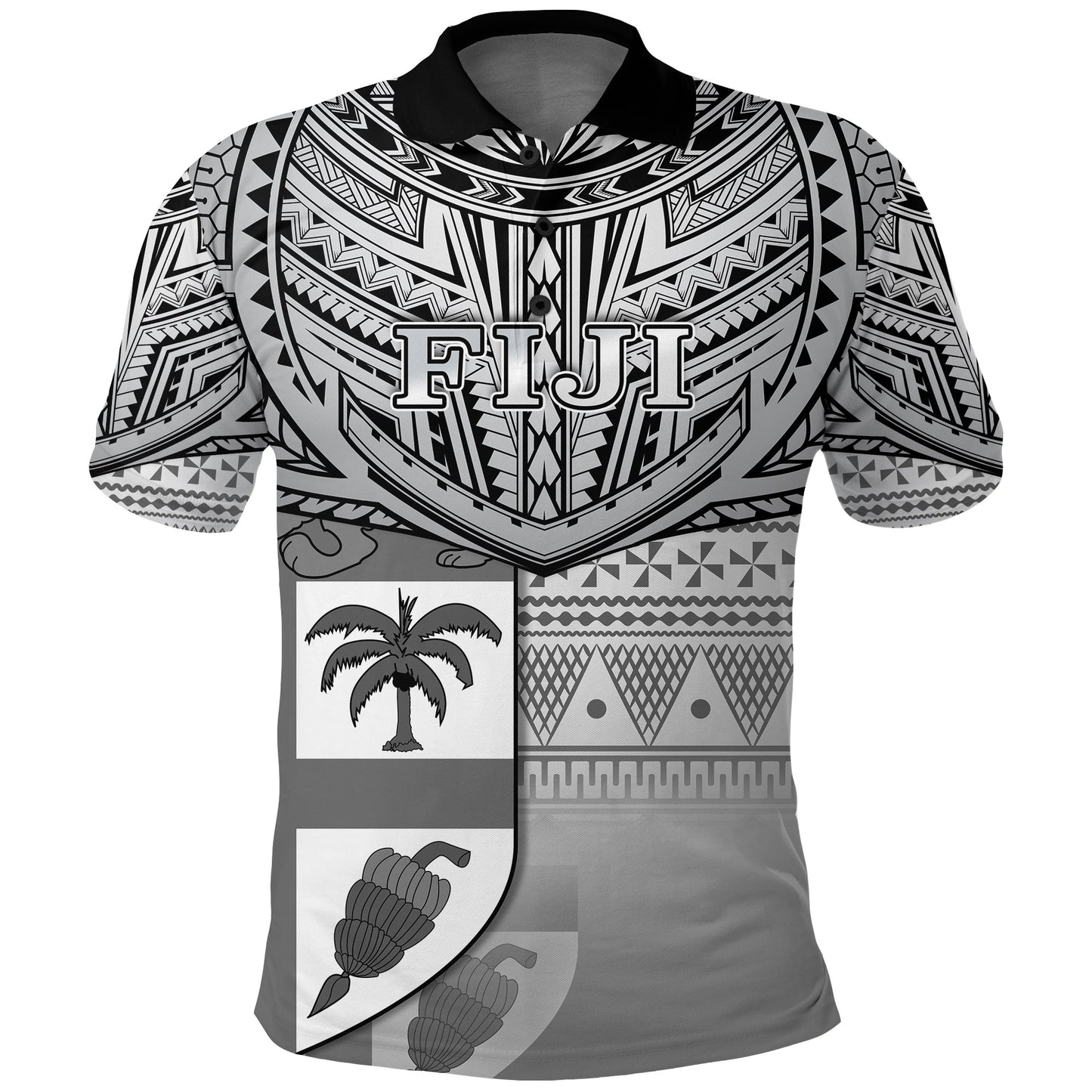 Fiji Creative Polo Shirt Love Country Version Black