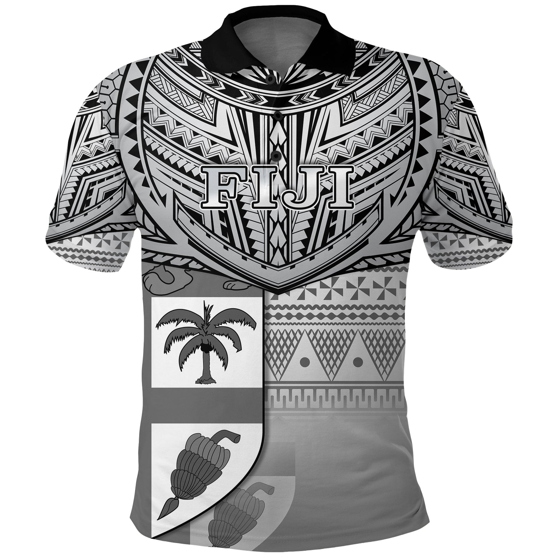 Fiji Creative Polo Shirt Love Country Version Black