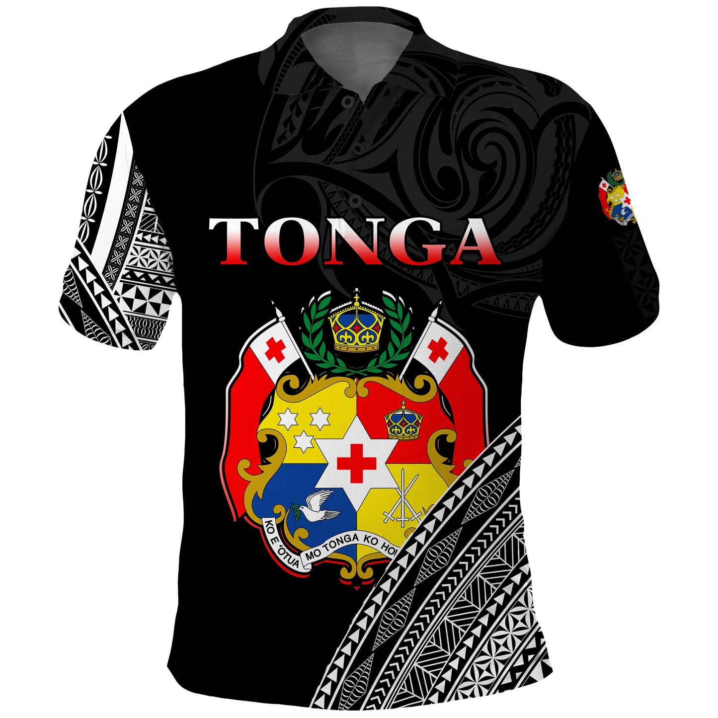 Tonga Polo Shirt Tongan Pattern Blithesome Version Black