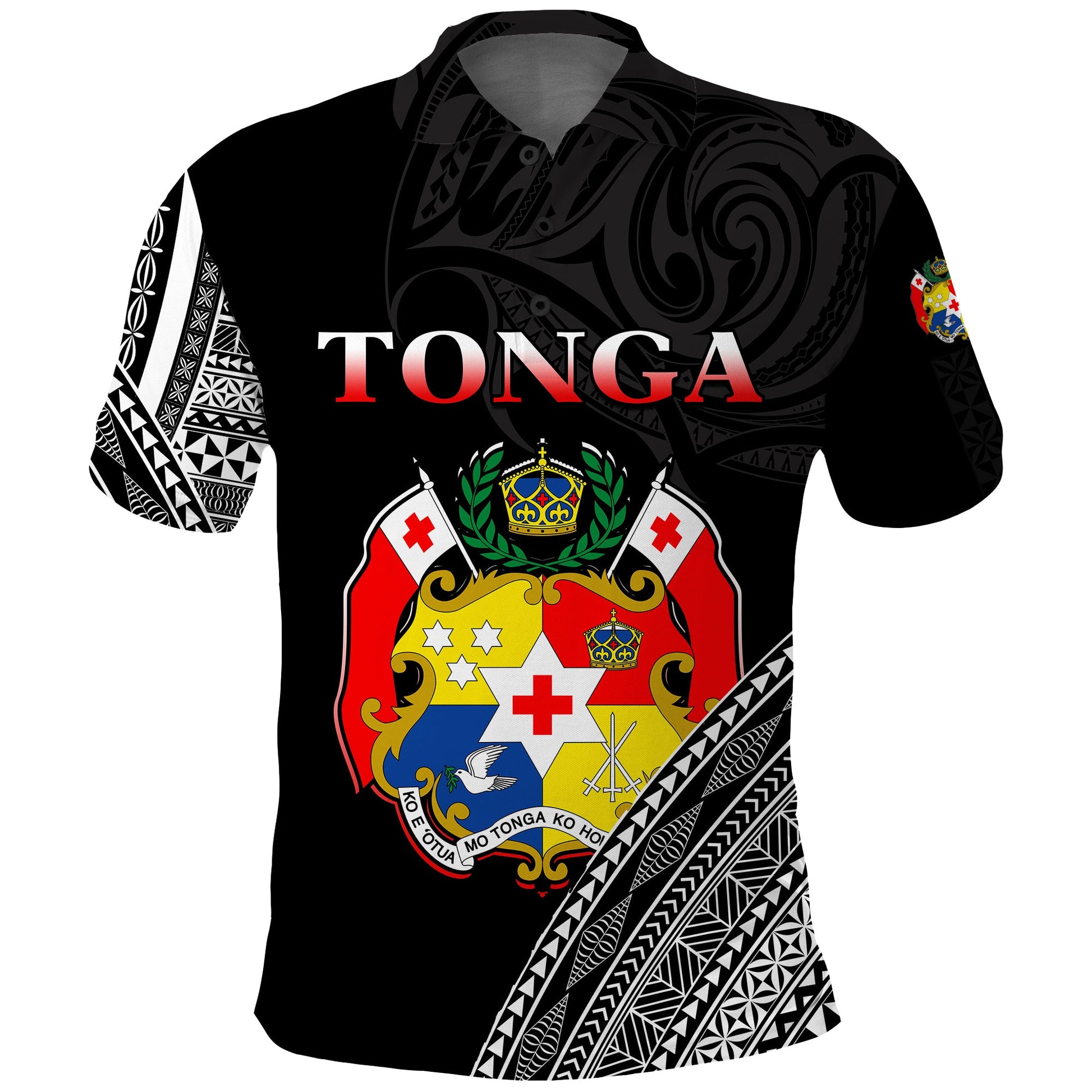 Tonga Polo Shirt Tongan Pattern Blithesome Version Black