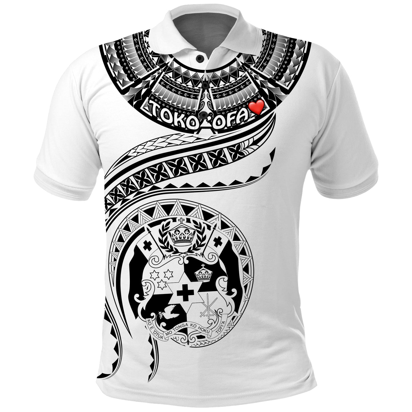 TOKO ’OFA Tonga Polynesian Polo Shirt - Tonga Waves White