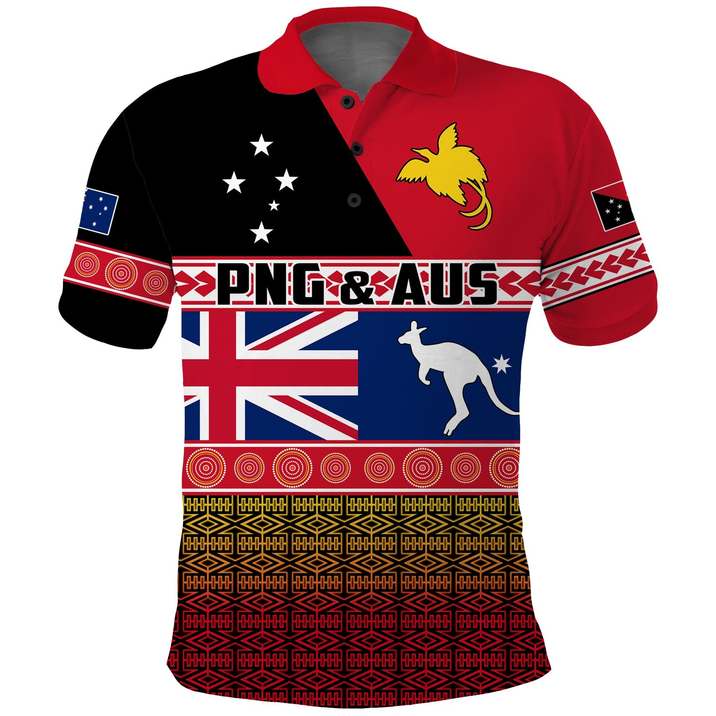 Papua New Guinea and Australia Polo Shirt Polynesian PNG and AUS