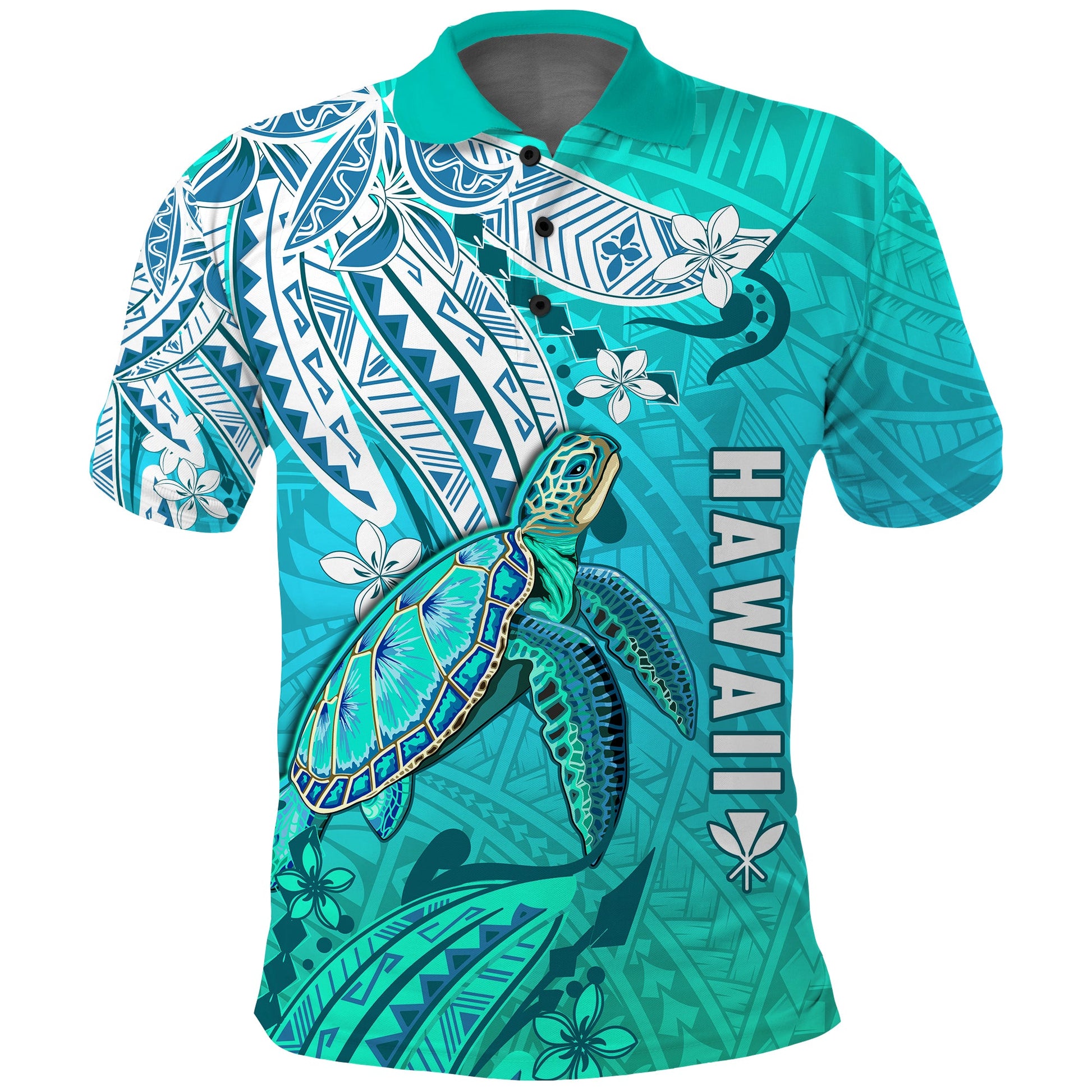 Hawaiian Islands Polo Shirt Turtle Mix Hawaii Polynesian