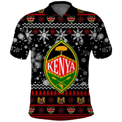 Kenya Polo Shirt Christmas Shield Mix African Pattern