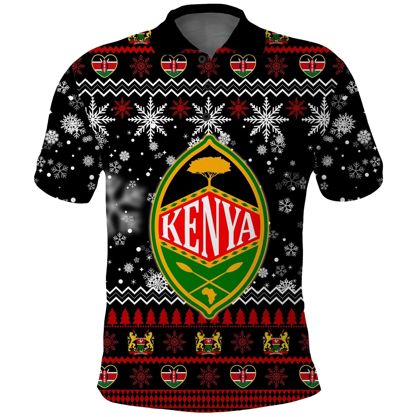 Custom Kenya Polo Shirt Christmas Shield Mix African Pattern