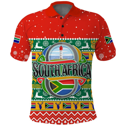 Custom South Africa Polo Shirt Christmas African Springbok