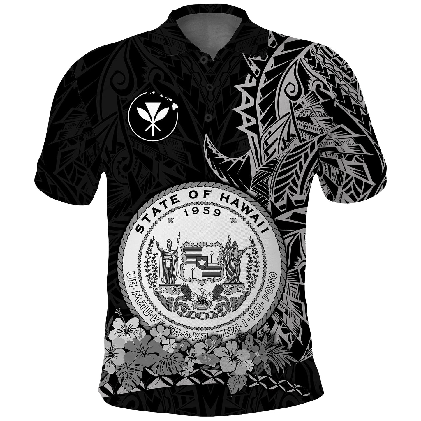 Hawaiian Polynesian Polo Shirt White Seal of Hawaii