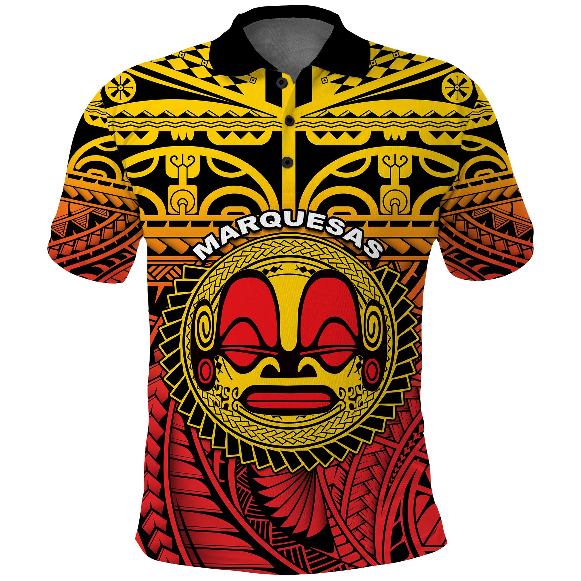 Marquesas Islands Polo Shirt Mata Tiki Polynesian Pattern