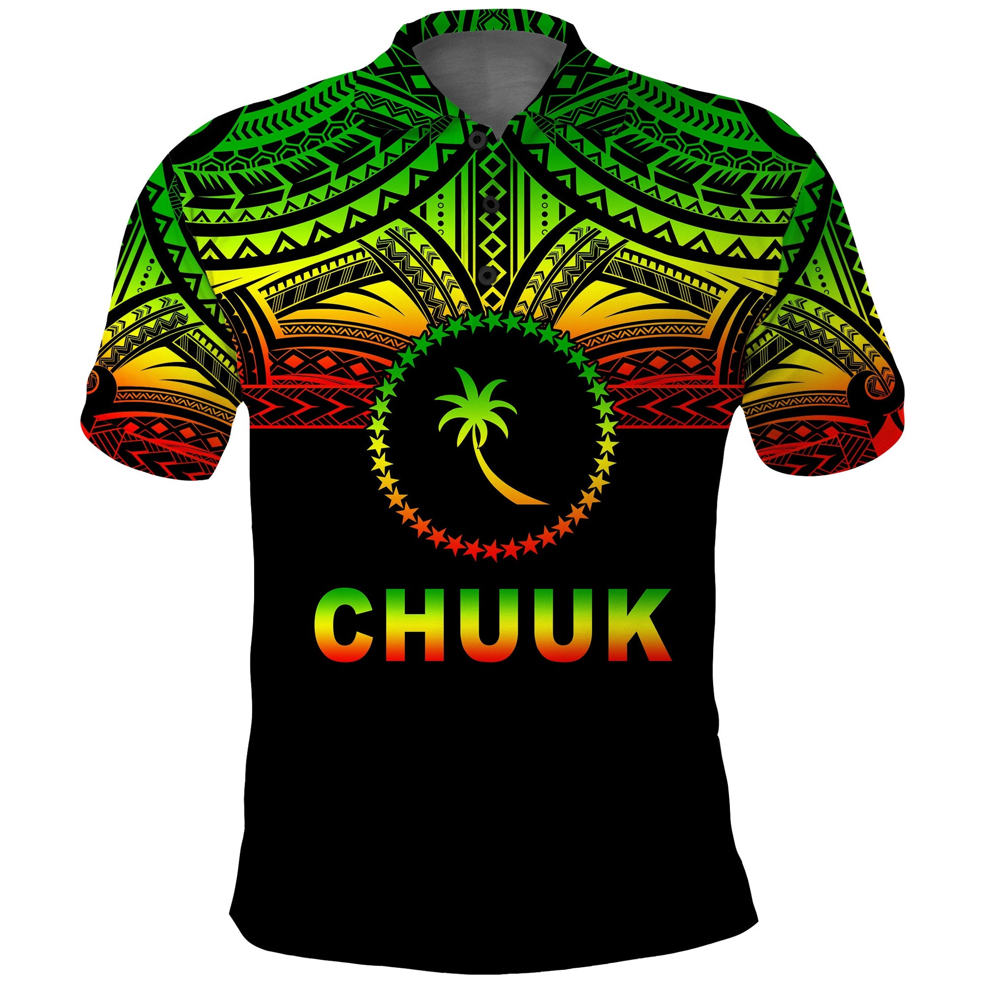 Chuuk Flag Polo Shirt Micronesia Style Reggae