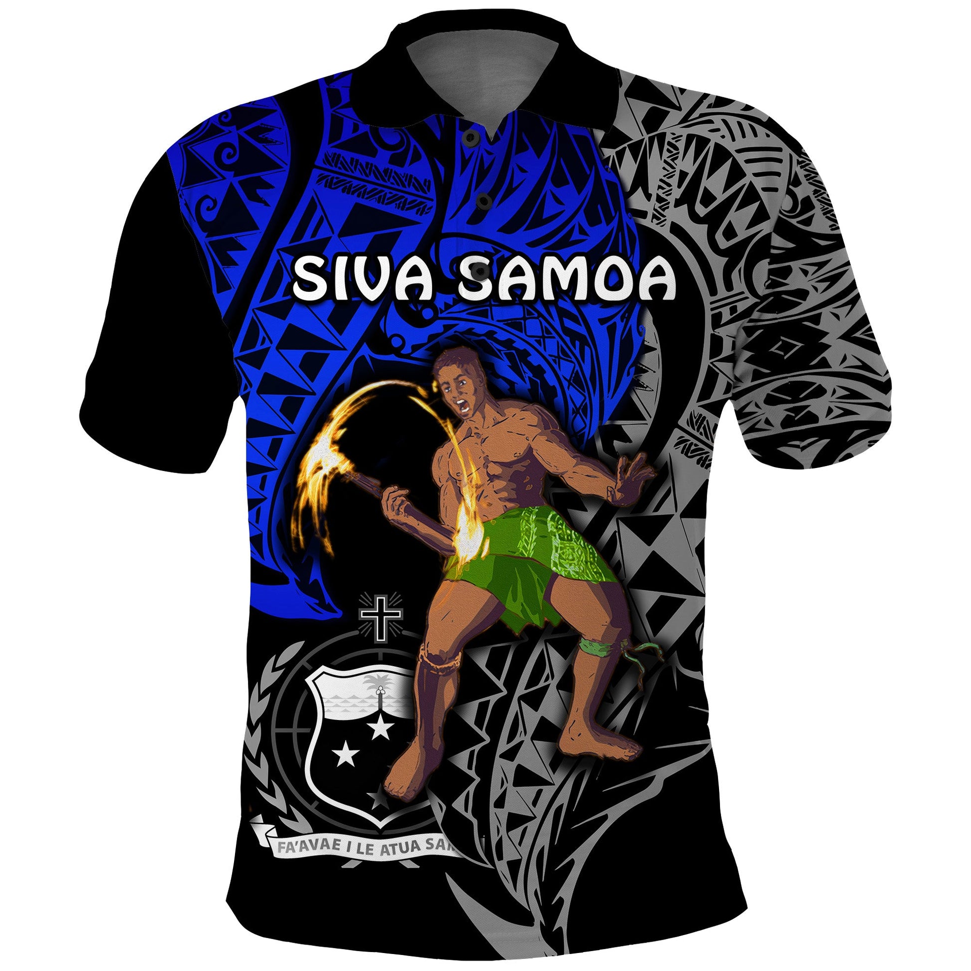 Siva Samoa Polo Shirt Samoan Dance Mix Blue Polynesian