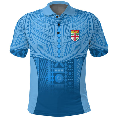 Custom Personalised Fiji Faithful Polo Shirt Version Blue - Custom Text and Number