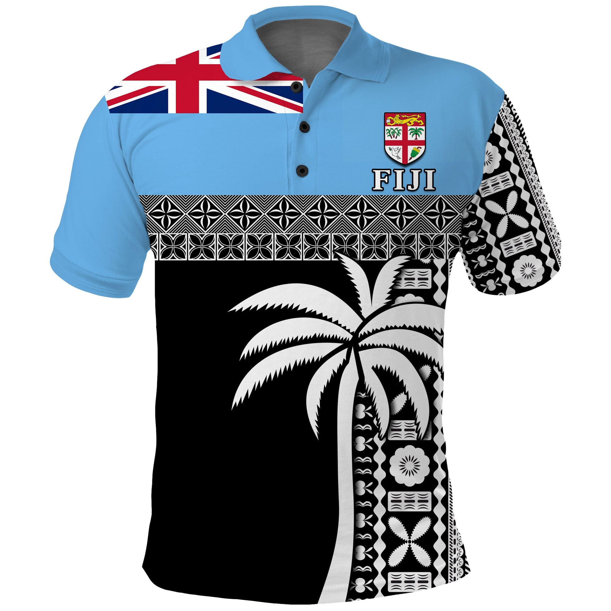 Fiji Tapa Pattern Polo Shirt Coconut Tree