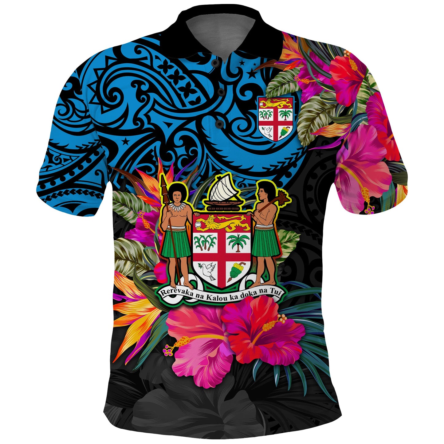 Fiji Polo Shirt Alluring Polynesia and Tropical Flowers