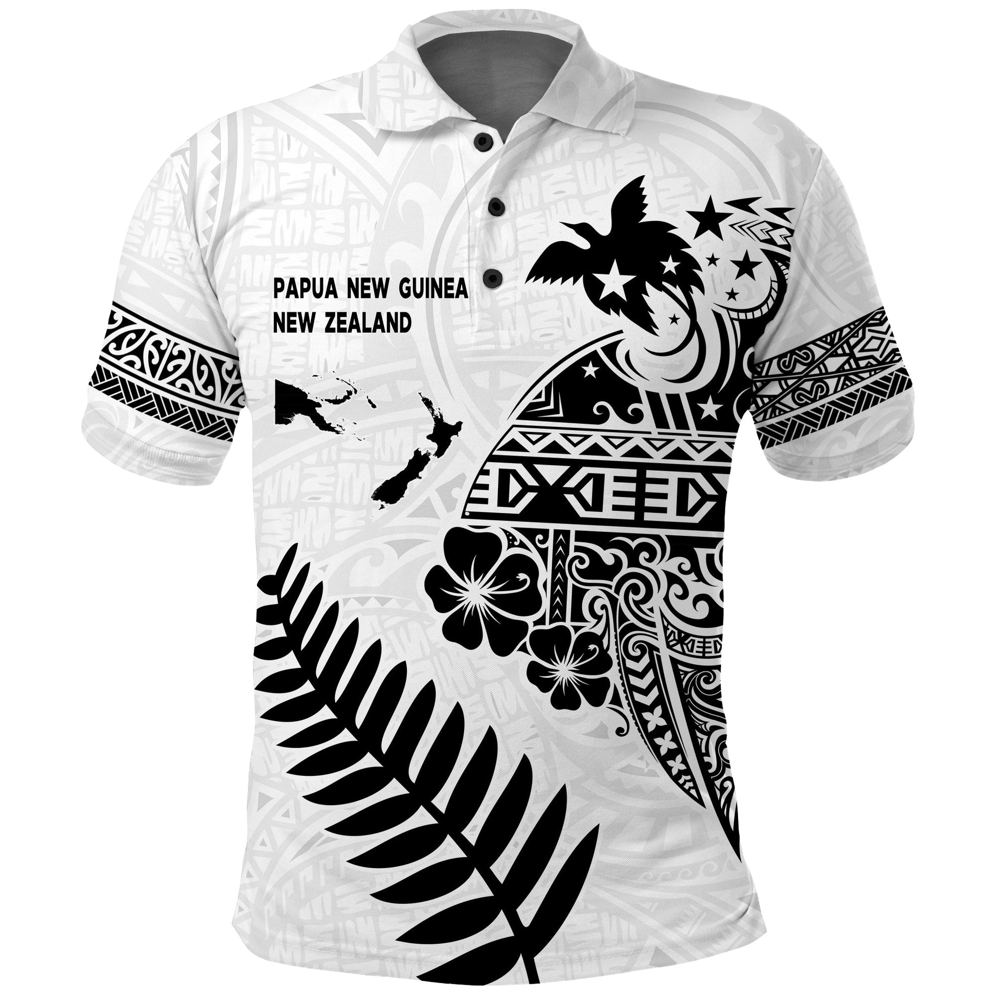 Papua New Guinea and New Zealand Polo Shirt White Maori Polynesian