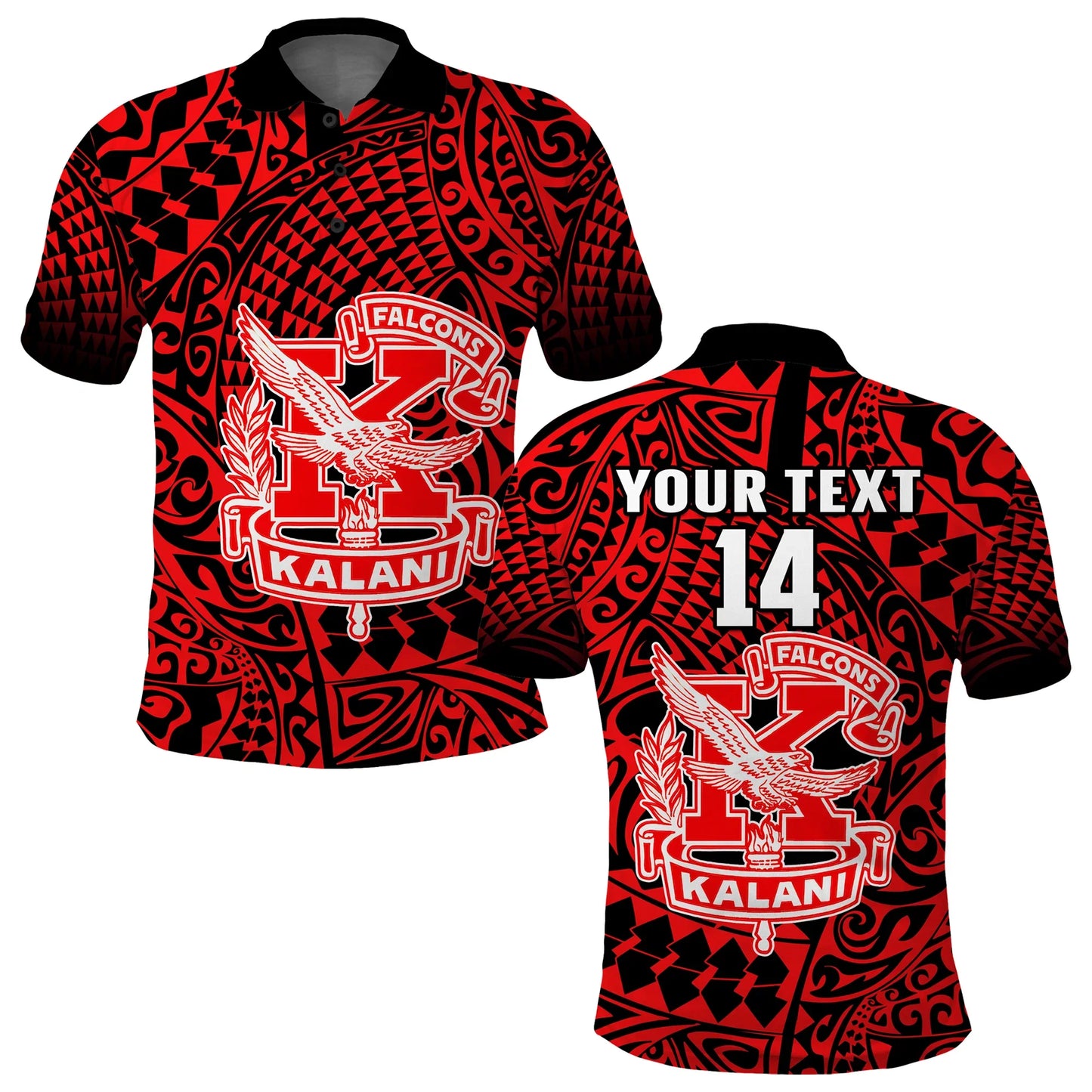 Custom Text And Number Hawaii Polo Shirt Kalani High School Tribal Kakau