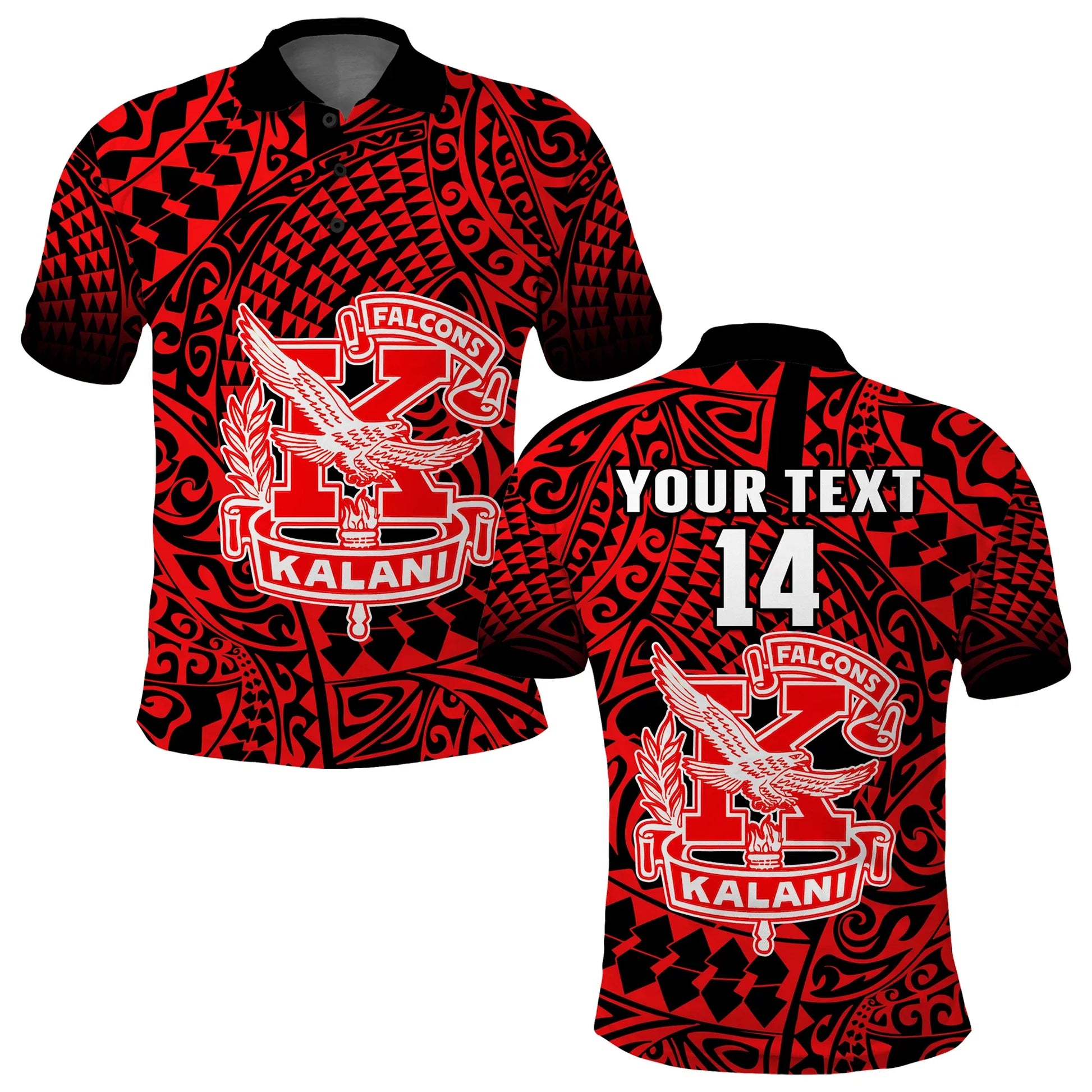 Custom Text And Number Hawaii Polo Shirt Kalani High School Tribal Kakau