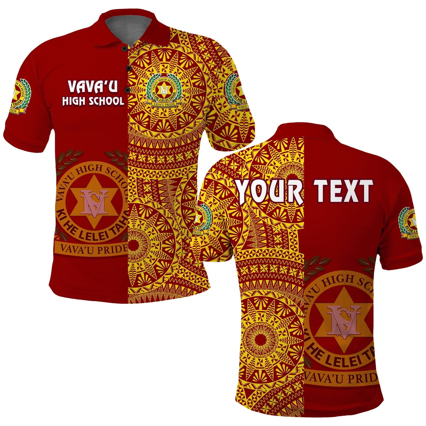 Custom Personalised Tonga Vavau High School Polo Shirt Tongan Ngatu Pattern