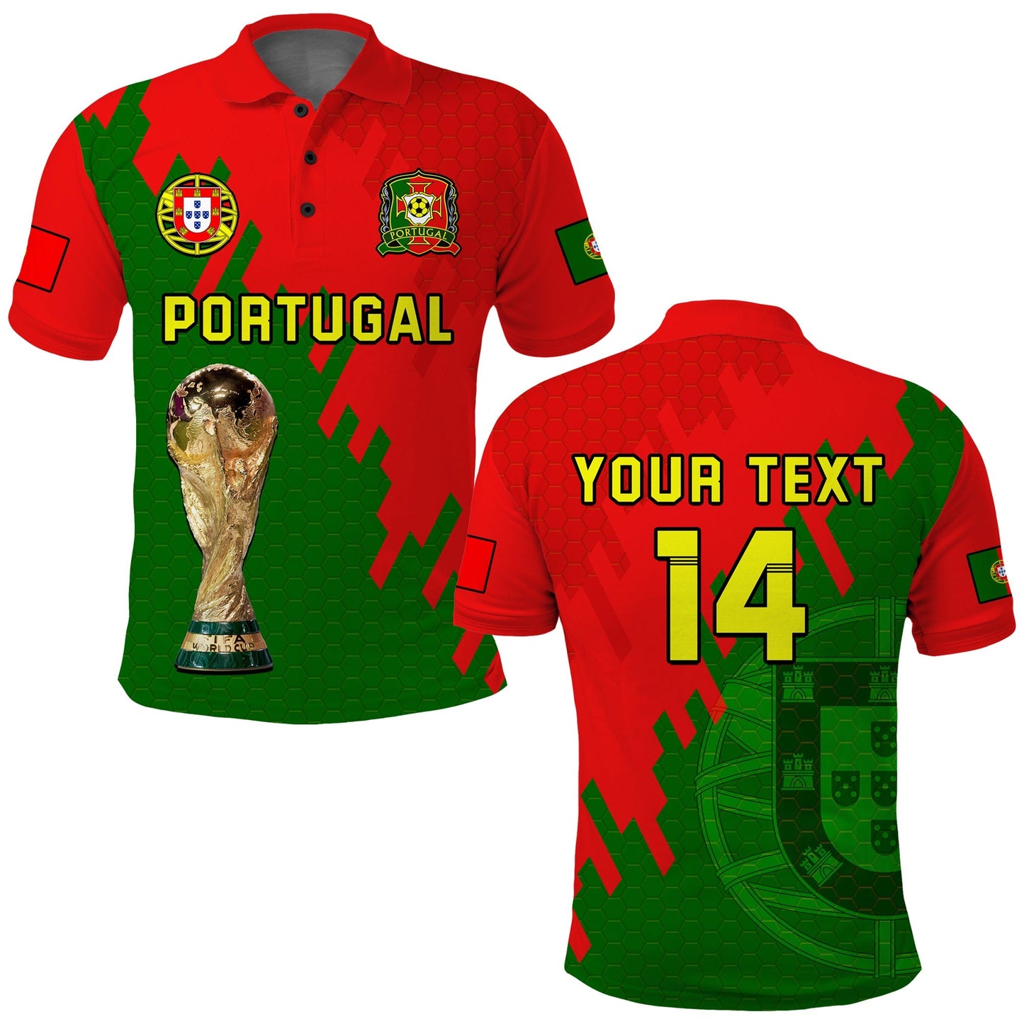 (Custom Text And Number) Portugal Football Polo Shirt Champions WC 2022