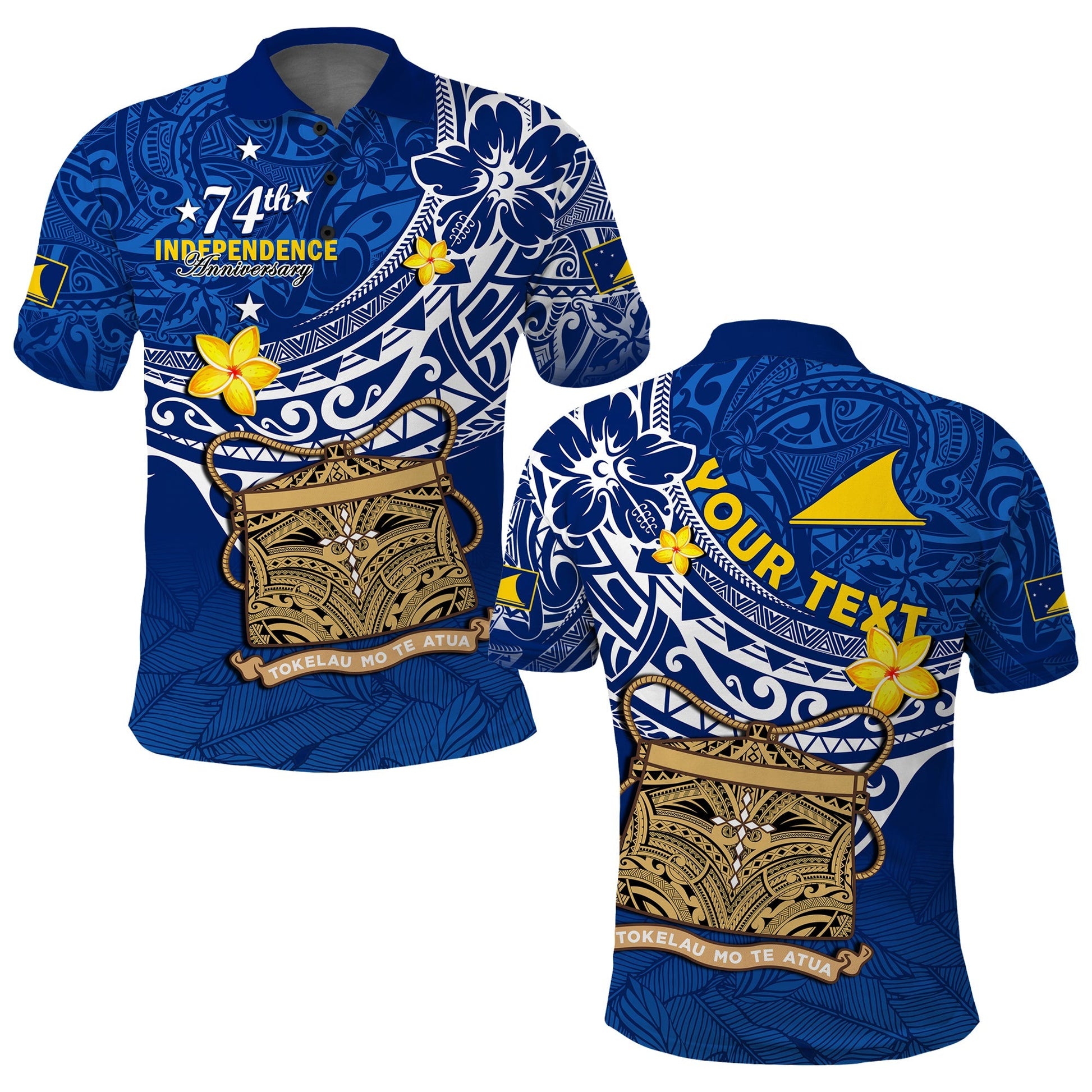 Custom Personalised Tokelau Polo Shirt National Badge Polynesian Happy 74th Independence Anniversary