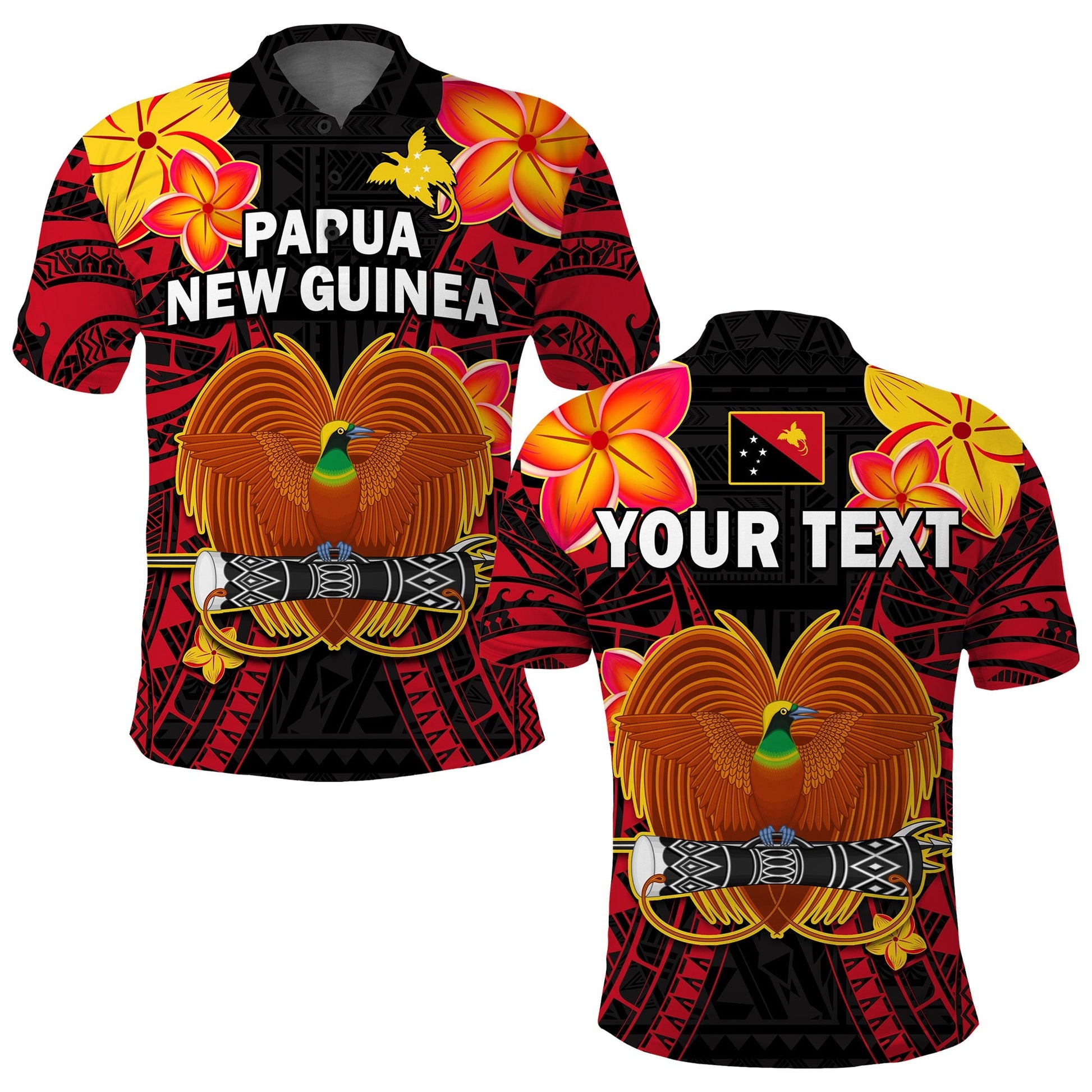 Custom Personalised Papua New Guinea Polo Shirt PNG Bird Of Paradise Polynesian Pattern