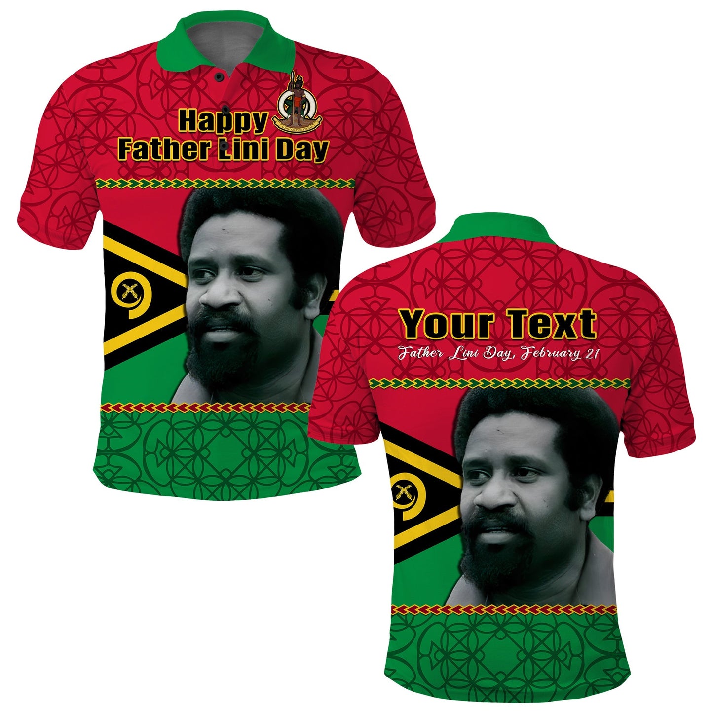 Custom Personalised Vanuatu Polo Shirt Vanuatuan Flag Sand Drawing Happy Father Lini Day