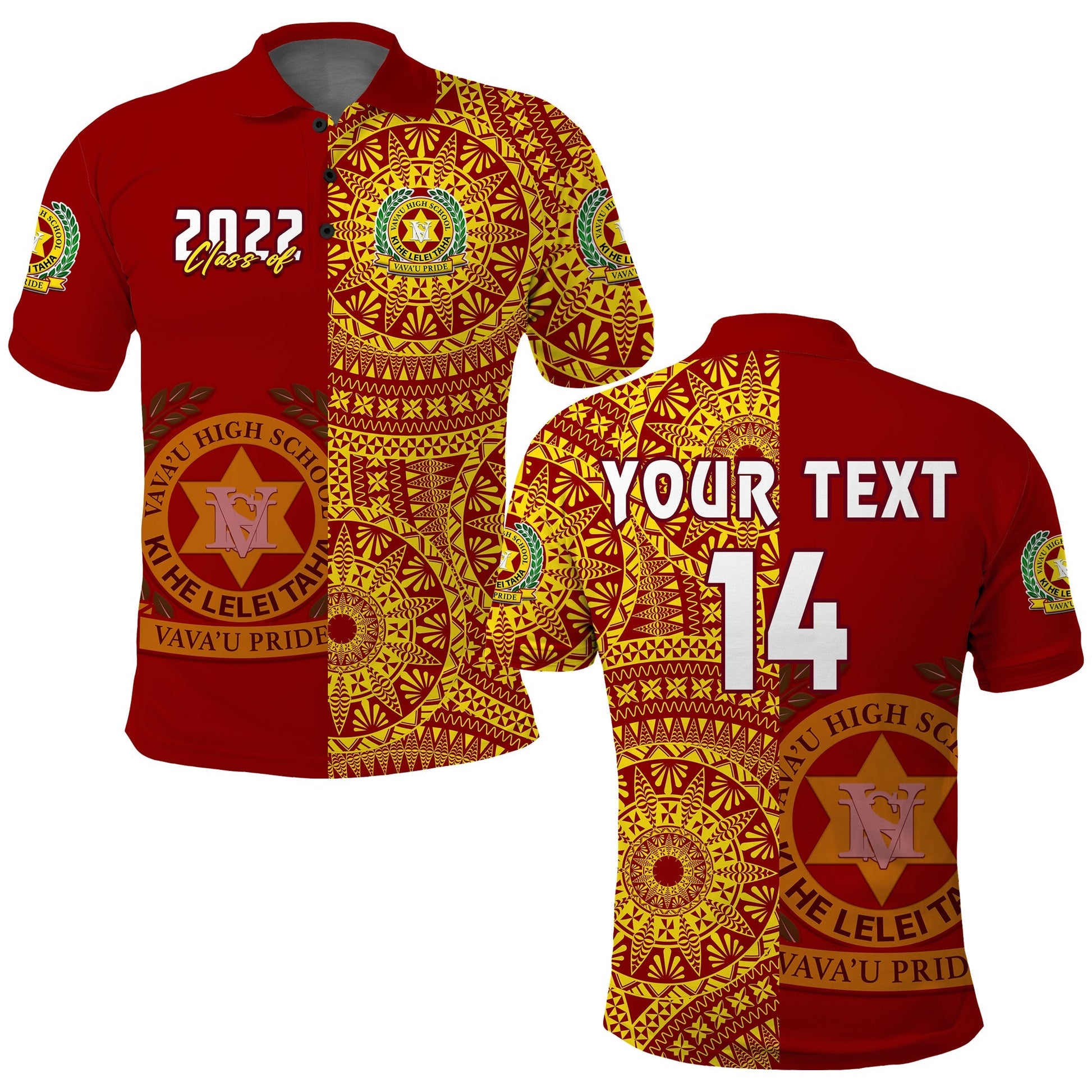 Custom Text And Number Tonga Vavau High School Polo Shirt Class Of Year Tongan Ngatu Pattern