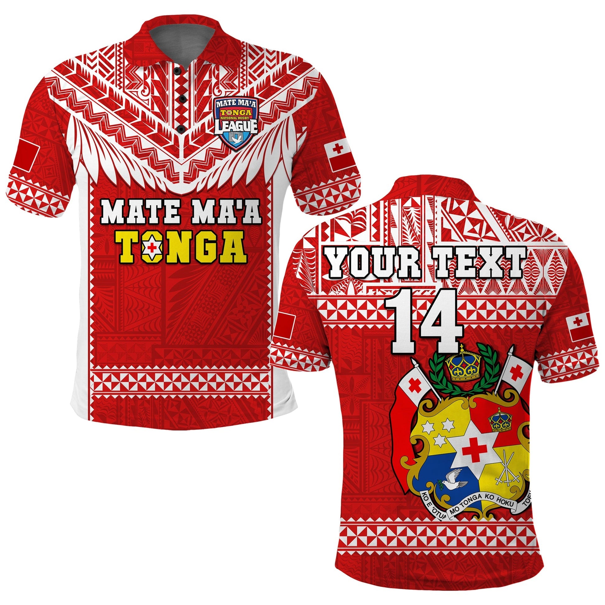 Custom Text And Number Tonga Rugby Polo Shirt Mate Maa Tonga Pacific Ngatu White