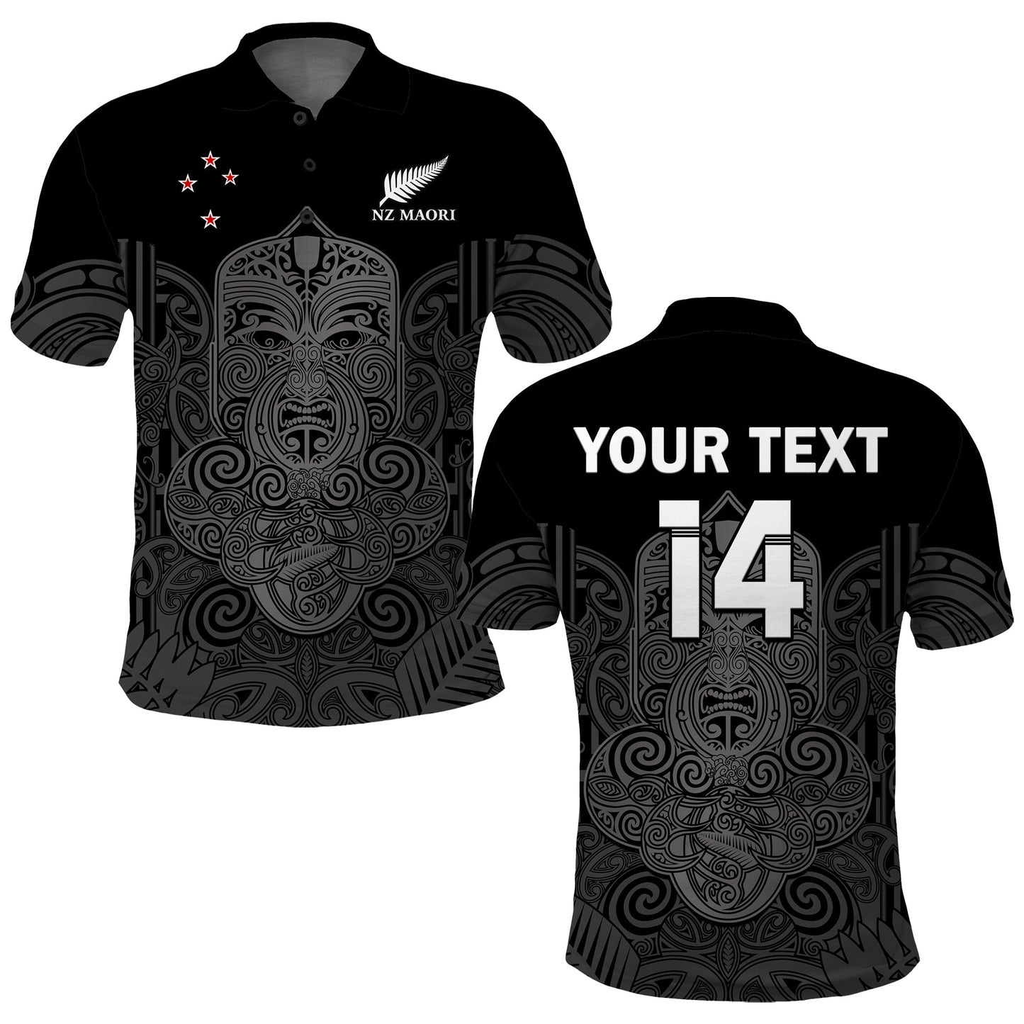 Custom Text And Number New Zealand Tiki Rugby Polo Shirt NZ Maori Koru Pattern Ver.01