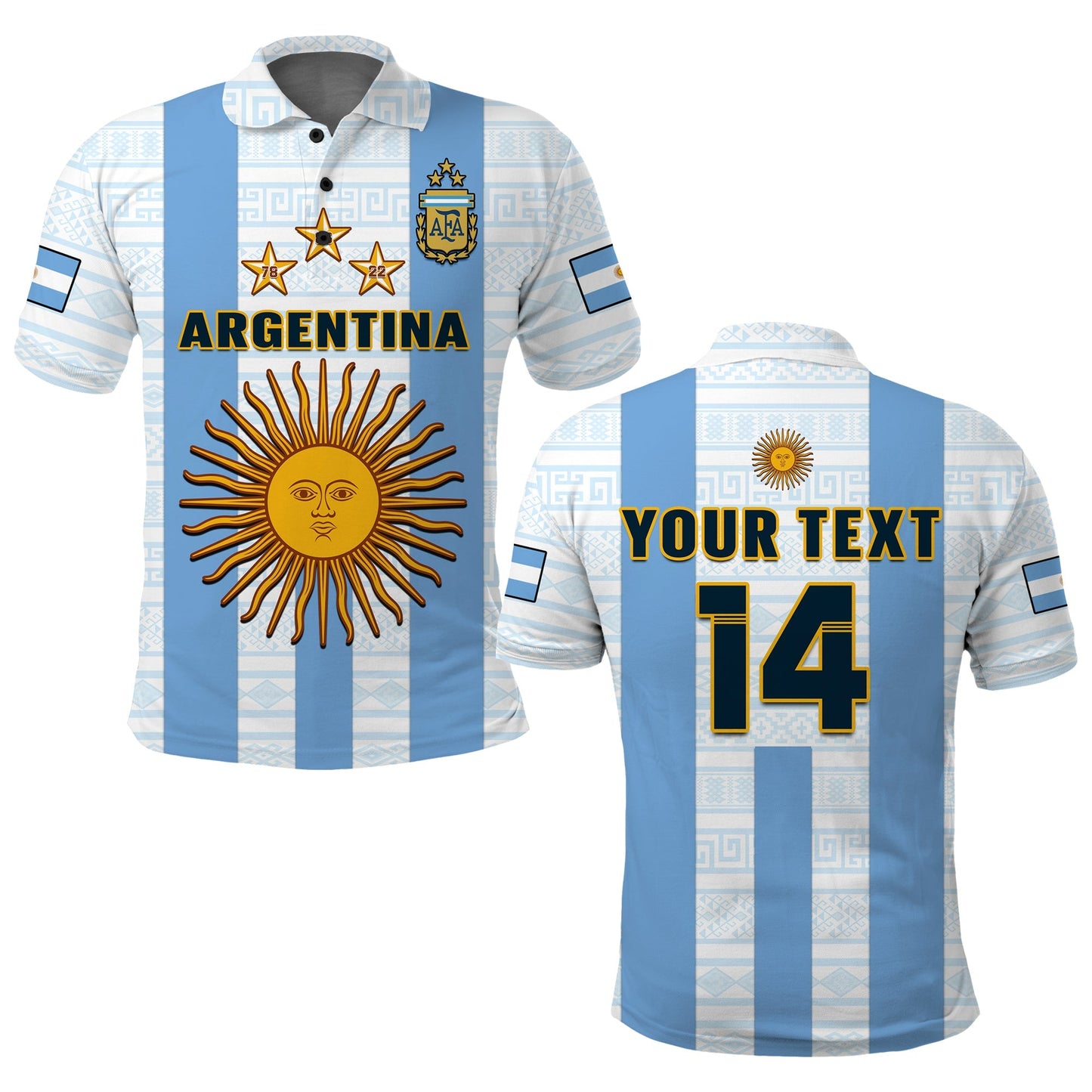 (Custom Text And Number) Argentina Football Polo Shirt World Cup La Albiceleste 3rd Champions Proud