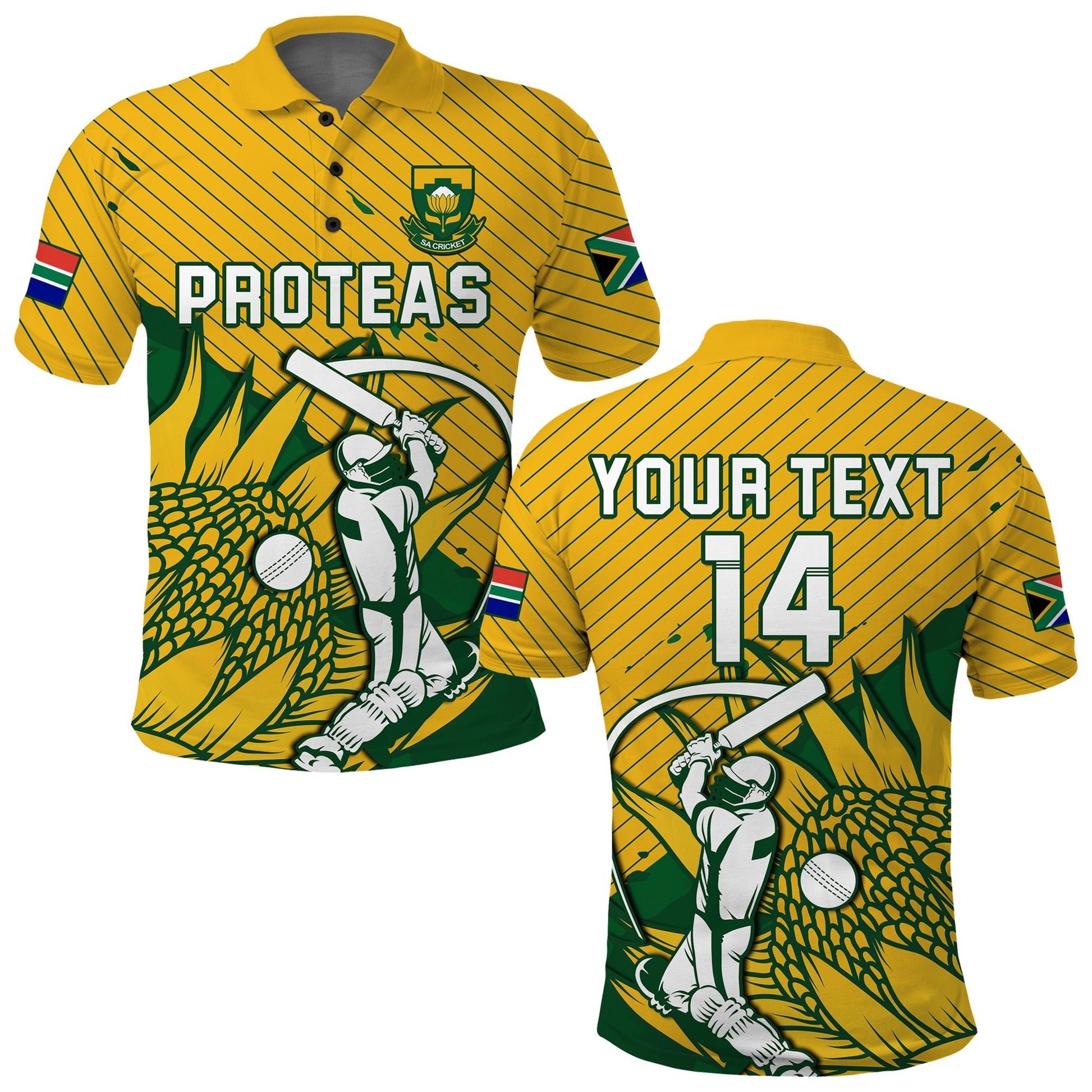 (Custom Text And Number) South Africa Cricket Polo Shirt Go Proteas Unique Style