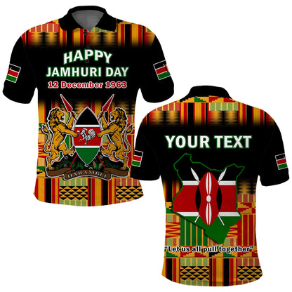 Custom Kenya Polo Shirt Happy Jamhuri Day Kenyan Pattern