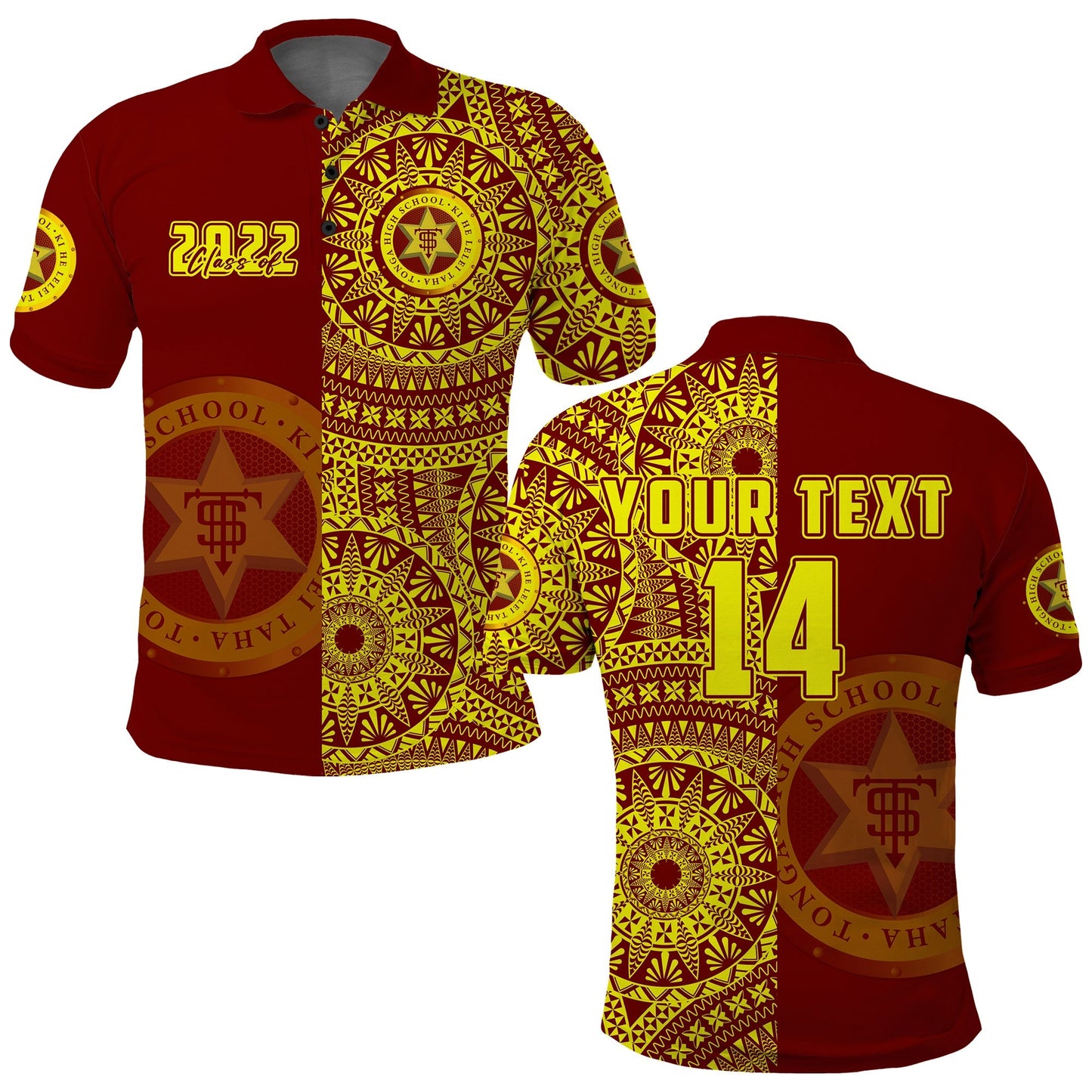 Custom Text And Number Tonga High School Polo Shirt Class Of Year Tongan Ngatu Pattern