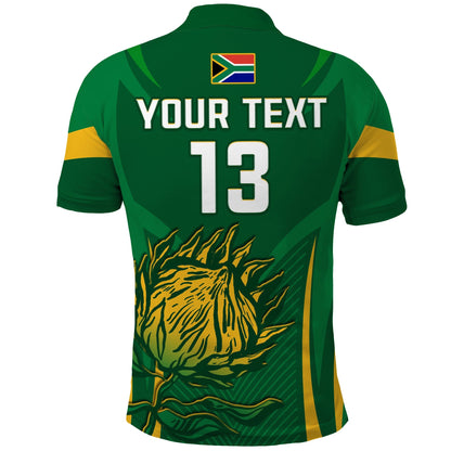 (Custom Text and Number) South Africa Cricket Polo Shirt Proteas Champion