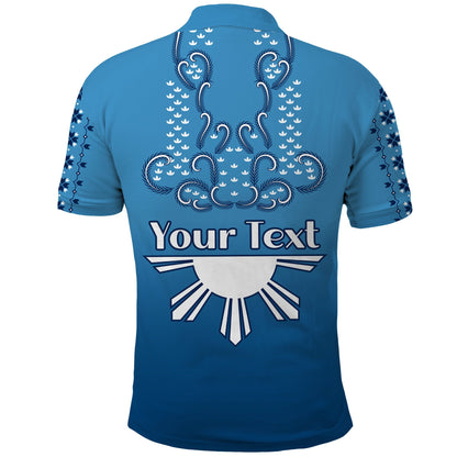 Custom Personalised Philippines Polo Shirt Sun Filipino Blue Barong