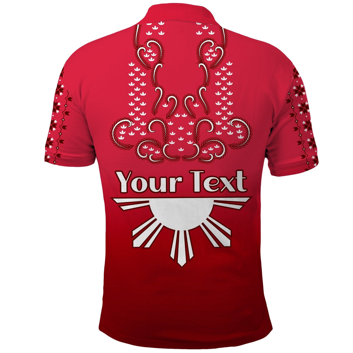 Custom Personalised Philippines Polo Shirt Sun Filipino Red Barong