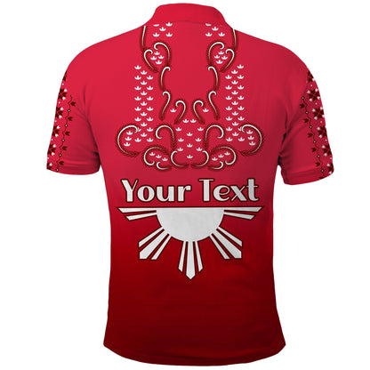 Custom Personalised Philippines Polo Shirt Sun Filipino Red Barong
